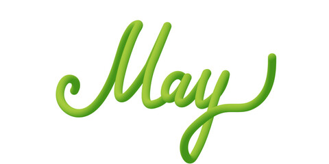 Fototapeta premium Handwritten text May isolated on a transparent background. Gradient lettering with 3d effect. Vector illustration for calendar