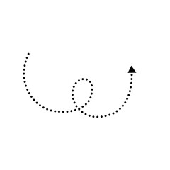 Thin curved dotted arrow