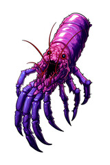 sprite of a weird purple lobster-clawed monster that shoots fireballs from it's claws сreated with Generative Ai