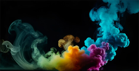 Colorful clouds of smoke.Colorful Vapor Smoke Background, realistic smoke with various colors