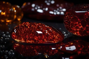 red glassy stones
