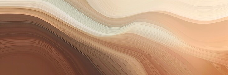Beige, brown and ivory curve swirl wave abstract artwork - obrazy, fototapety, plakaty