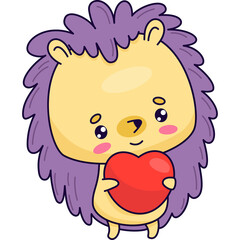 Obraz premium Cartoon hedgehog with heart