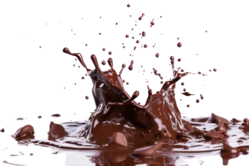 Foto op Plexiglas Dark Chocolate Chocolate splash isolated on transparent background. © venusvi