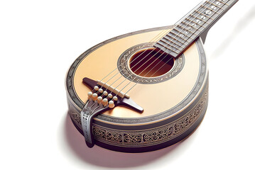 Close-up of a beautiful mandolin on a white background - obrazy, fototapety, plakaty