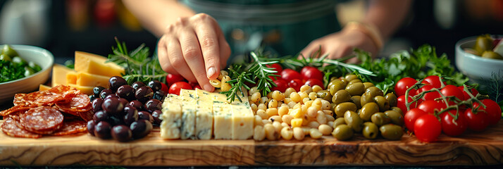 Girl dinner - The essence of it is simplified dinners, including plates of appetizers. Carefully lay out the ingredients by hand.