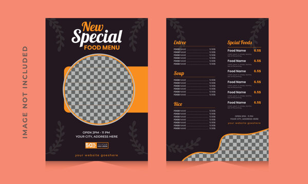 Burger Restaurant Menu Layout With Restaurant cafe menu template design on chalkboard background vector illustration