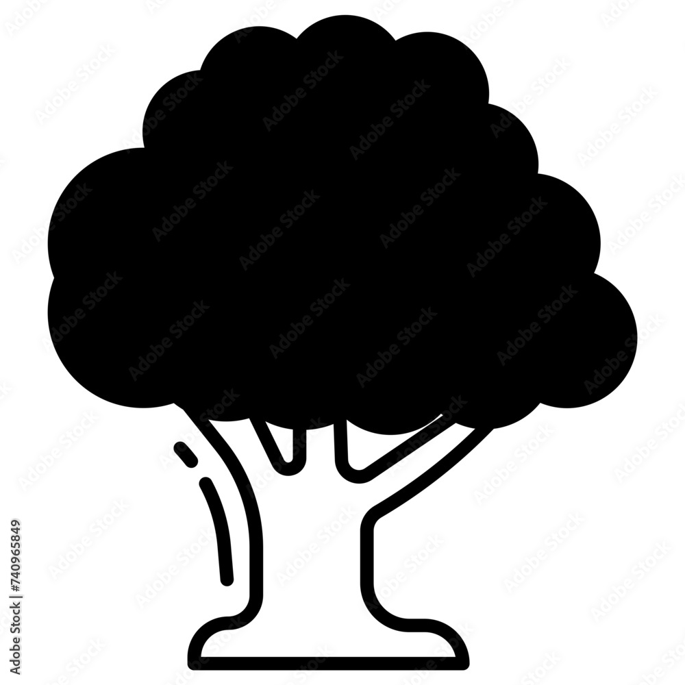 Canvas Prints oak tree glyph and line vector illustration