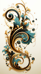 Illustration of a floral design with swirl pattern