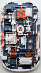 Disassembled Smartphone Components on White Background

