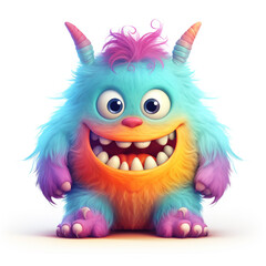 funny adorable pastel monster in white background сreated with Generative Ai