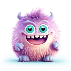 funny adorable pastel monster in white background сreated with Generative Ai