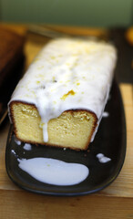 handmade vanilla cake covered in white icing