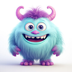 funny adorable pastel monster in white background сreated with Generative Ai
