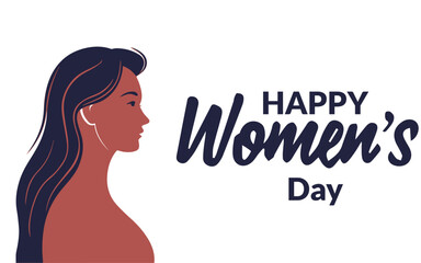 Poster happy women's day. Silhouette face woman stock illustration, Happy Women's Day Typographical Design Elements