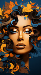  Illustration of a woman in autumn