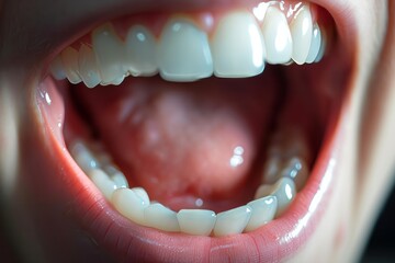 Close Up of Childs Mouth With Missing Tooth - obrazy, fototapety, plakaty