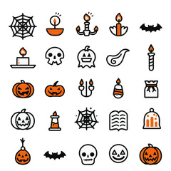 Fototapeta premium Outline icon set of Holloween Day