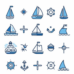 Outline icon set of Nautical Adventures