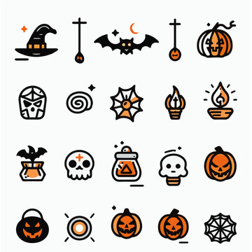 Outline icon set of Holloween Day