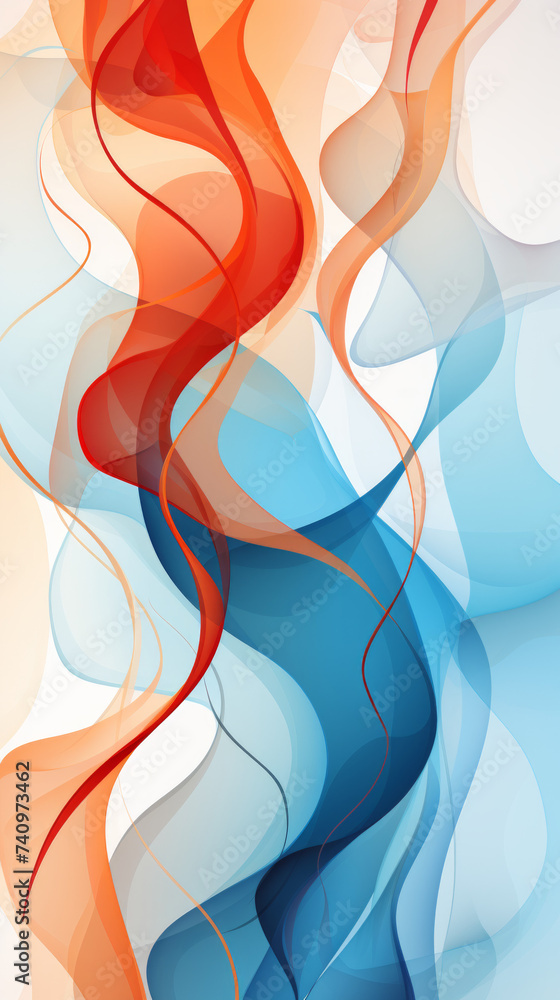 Wall mural abstract fluid art design with wavy lines and colorful swirls