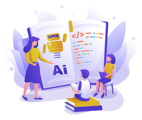 Teacher teaching school children providing IT education