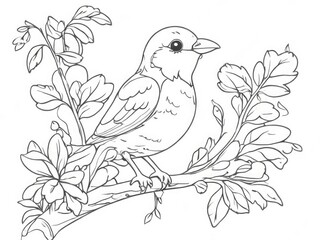 Bird perched on the branch of a flower buds tree