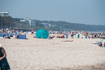 Fototapeta na wymiar Mielno, Poland - June 19, 2023:Early Summer Vibes at Mielno Beach on the Baltic Sea Before the Holiday Season