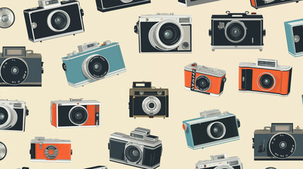 Group of vintage cameras. Generative AI