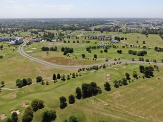 Fototapeta na wymiar country view with a golf course