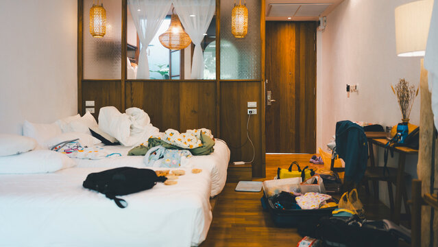 The bedroom is cluttered and disorganized because the owner of the room is suffering from depression.