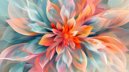 explosion of abstract flowers, where each bloom is a fusion of digital and watercolor textures in a riot of colors. - obrazy, fototapety, plakaty