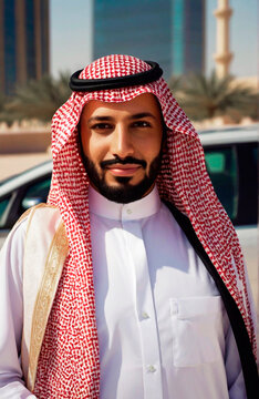 Beautiful arab middle-easAi. The of a photo Saudi lifestyle Saudi business people mentern women with traditional abaya dress and middle easter man wearing kandora in studio 