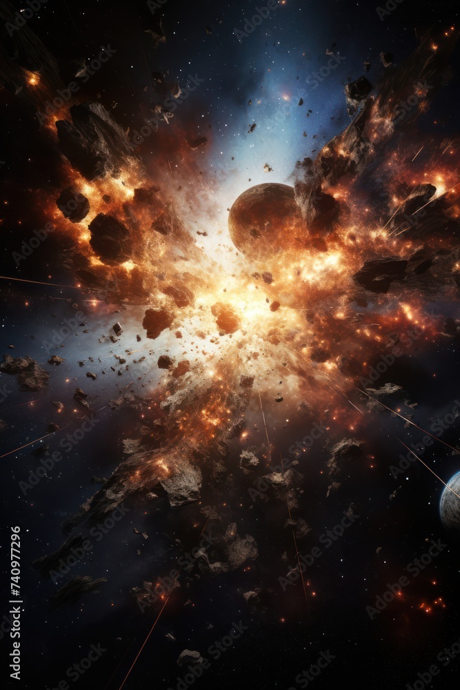 Aufkleber dramatic view of a collision between two planets. space image capturing the grandeur of a cosmic col