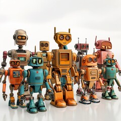 Eclectic group of vintage robot toys