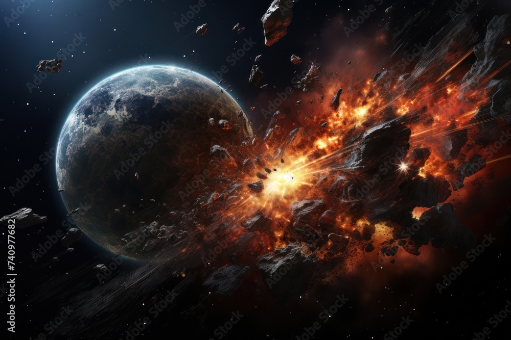 Aufkleber dramatic view of a collision between two planets. space image capturing the grandeur of a cosmic col