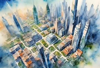 City view from sky
