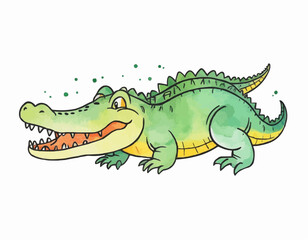 Crocodile kid children's illustration watercolor drawing