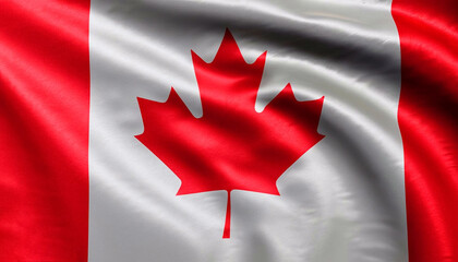 Canada flag with pleats with visible satin texture