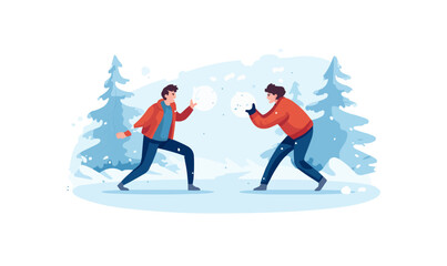 Snowball Fights vector flat minimalistic isolated vector style illustration