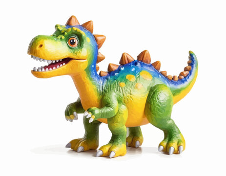 Dinosaur figure toy on white background 
