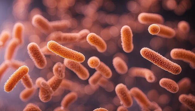 Abstract Lactobacillus Bulgaricus Bacteria - 3d rendered style microbiology image. Medical research, health-care concept. SEM (TEM) scanning view. Healthcare concept.