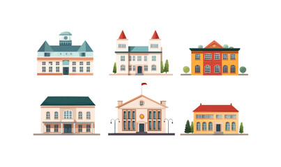 autumn street suburb district houses vector simple isolated illustration