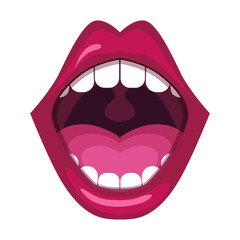Red lip Vector illustration of sexy woman's lips expressing different emotions, such as smile, kiss, half-open mouth, biting lip, lip licking, tongue out. Isolated on white. - 740980808