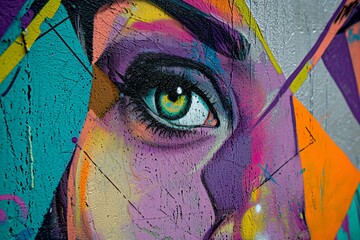 wall graffiti street art grunge graffiti colorful portraits geometric