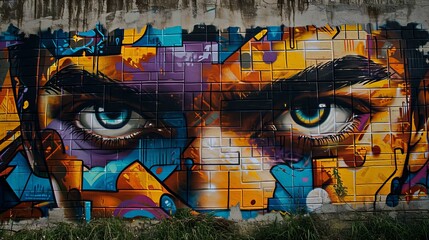 wall graffiti street art grunge graffiti colorful portraits geometric