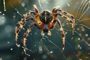Net casting spider - obrazy, fototapety, plakaty