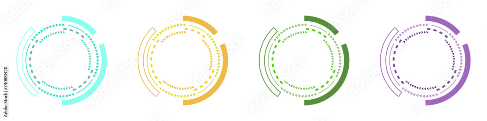 Poster futuristic optics circle vector icons. blank templates of modern circles in different versions. info