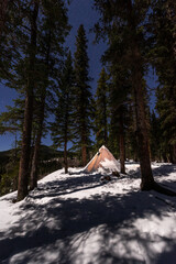 Hot Tent Camping - Beautiful starry night White Teepee with chimney