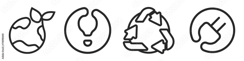 Poster ecology icons set. vector icon of the planet with a leaf. planet save vector icon concept. terraform